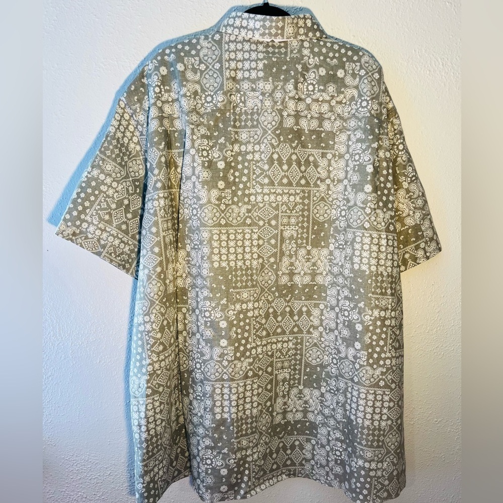 Jos A Bank Tailored Fit Linen Cotton Blend Paisley Print Button Up Shirt Size 3X - Picture 2 of 4